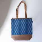 Shwe Leather-look Tote Bag - Navy Circles