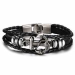Killer Deals Unisex Stainless Steel Anchor Charm & Leather Bracelet- L xl - Best Bargains Online
