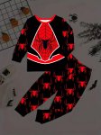 Toddler Kid Boys 2-PIECE Trendy Pajama Sets Spider Pattern Round Neck Long Sleeve Top & Matching Pants Comfy Casual Pj Sets