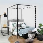 Liam Canopy Bed - Black Double
