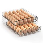 60 Eggs Organizer For Refrigerator Large Egg Holder For Fridge Clear Egg Container For Refrigerator Stackable Egg Storage Trays