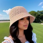 Women's Summer Sun Hat Breathable Cotton Bucket Hat With Wide Brim Foldable And Packable For Beach Travel Outdoor Uv Protection