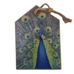 Wooden Gift Tag Peacock 12CM