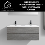 Enzo Concrete Double Drawer Vanity With White Basin - 1200MM