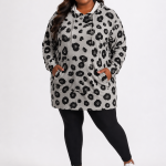 Ladies Printed Longer Hoody Top - 60 Animal