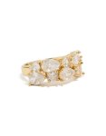 Goldair Gold Plated Pear Cubic Zirconias Band Ring - M l