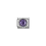 Composable Classic Link Round Faceted Purple Stone And Silver