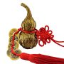 Chinese Good Luck Wu Lou Feng Shui Brass Gourd Cucurbit With 5 Coins Chinese Hu Lu Gourd For Office Bedroom Car Hanging Ornament