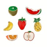 Cartoon Fruit Brooch For Girls Watermelon Strawberry Apple Banana Pineapple Alloy Drip Oil Brooch For Girls Trendy Jewelry For G