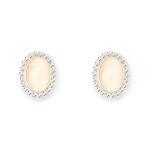 Rose Gold Oval Stud Earrings With Light Pink Centre Crystal