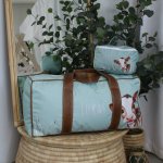Travel Bag Hospital Bag Duffel Bag Watercolor Grey And Green Farm Set