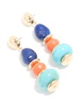 Goldair Gold Blue & Orange Acrylic Beaded Drop Stud Earrings