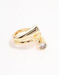 Goldair Gold Plated Round Cubic Zirconia Wrapped Ring - M l
