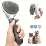 Pet Grooming Shedding Brush For Dogs Easy-to-use Automatic Floating Hair Removal Comb Silicone Material Uncharged Non-slip Handl
