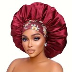 6 Colors Satin Sleep Bonnet For Women Elastic Wide-band Flower Print Skin-friendly Satin Silk Bonnet For Curly Hair Comfortable