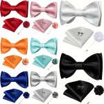 1SET 5PCS Men's Classic Bow Tie And Pocket Square Cuff Links Lapel Pin Set Simple And Brief Style Gift For Men Friend Family Wor