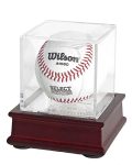 Displaygifts Baseball Display Case Wooden Stand Lacrosse Ball Holder- Pro Graded Uv Protection Cube For A Home Run Or Autographe