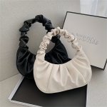 Cloud Ruched Hobo Bag Trendy Handbags For Women Solid Color Underarm Purses
