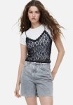 Sheer Lace Strappy Top - Black