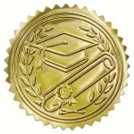 120PCS SET Embossed Graduation Cap Golden Seals Diplomas Golden Foil Seals 5.08 Cm Self Adhesive Achievement Award Stickers For
