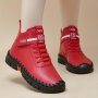 Women's Flat Ankle Boots Solid Color Lace Up High Top Sneakers Casual Comfy Walking Trainers