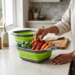 Collapsible Silicone Colander With Handles