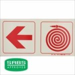 Parrot Photoluminescent 190MM Safety Sign - F17 - Arrow Left + Fire Hose Reel