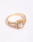 Goldair Gold Plated Cubic Zirconia Halo Ring - M l
