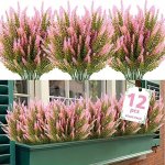 12PCS Artificial Lavender Flower Outdoor Uv Resistant Fake Flowers Premium Oxidation Resistance Artificial Flower Real Touch Fau