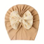 Beige Polka Bowknot Turban