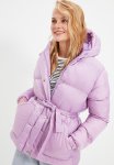 Hooded Sleeveless Puff Coat - Lilac