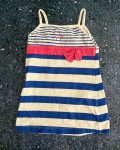 Petit Chou Blue And White Striped Dress With Pink Waist 1Y