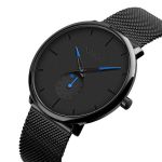 Mens Ultra Thin Classic Mesh Steel Quartz Watch - Space Black