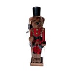 Nutcracker 12X9X38CM Bear In Red And Gold Clothing With Black Hat