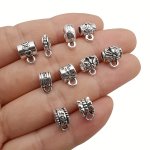 60PCS Silvery Assorted Bail Slider Hanger Dangle Spacer Beads With Loop Mix Expandable Charms Bracelet Bangle Making