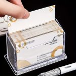 Transparent Business Cards Holder Desk Storage Shelf Acrylic Display Stand Box Office Essential Supplies