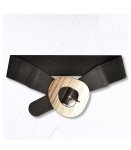 Big Oblong Buckle Elastic Belt - Gold Free