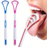 Dual-sided Tongue Cleaner Brush Oral Hygiene Tongue Scraper With Non-slip Handle Deep Cleaning For Fresh Breath Oral Care Tool F