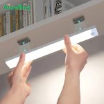 1PC LED Motion Sensor Cabinet Light Under Counter Closet Lighting Wireless Magnetic USB Rechargeable Kitchen Night Lights Batter