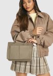 Canvas Front Pocket Tote Bag - Grey