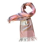 Thin Polyester Blocked Scarf - Pink And Grey
