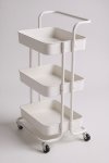 White 3-TIER Plastic Trolley With Wheels Plastic Kitchen Trolley