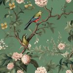 Veelike Green Floral Peel And Stick Wallpaper Vintage Chinoiserie Bird Wallpaper Stick And Peel For Bedroom Bathroom 17.7"X354'