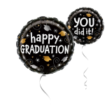 Happy Graduation Black Foil 18 Inch Balloon