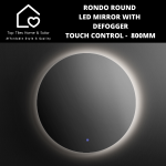 Rondo Round LED Mirror With Defogger Touch Control - 800MM
