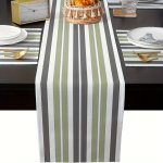 1PC Table Runner Stripe Gray Sage Green Table Runner And Placemats For Dining Table Burlap Coffee Table Runner Modern Minimalist