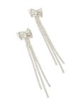 Silver Bow Diamante Cupchain Strands Drop Earrings