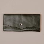 Genuine Leather Essential Scallop Purse Wallet Black