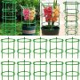 60PCS Green Plastic Plant Support Stakes - Durable Stackable 10-LAYER Garden Rings For Flower Pots & Lawn Care