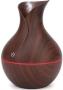 Ultrasonic Aroma Portable Humidifier Dark Hollow Wood Grain Finish With Plain Base -200ML Water Capacity Vase Shaped Design With Plain Pattern Wood Base.